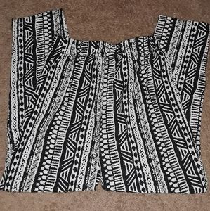Ambiance Black and White Patterned Cropped Pants